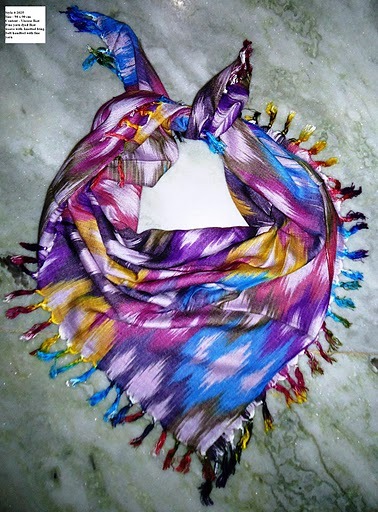 100% Viscose Ikat y/d scarf