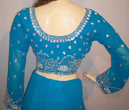 SAREE - Georgette, Medium, Teal | Silver Embroidered, Elegant Design, Soft Fabric, Comfortable Fit