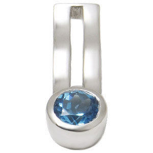 Customizable genuine Blue Topaz Pendant in Silver 