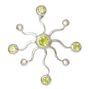 Sun Shape Pendant Necklace Large Pendant Peridot Pendant Stud Earrings