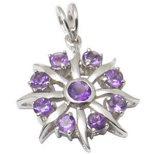 mens round pendant amethyst designer silver pendant