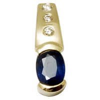 Flush Setted Diamonds And Semi Bezel Set Blue Sapphire Pendant In Gold Gender: Women's