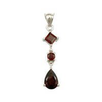 Long Garnet Pendant Princess Round Pear Shaped Stone Pendant Gender: Women