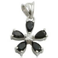 Pear Shaped Black Onyx In Prong Setting With Cz In This Inexpensive Silver Flower Pendant Stick Earrings