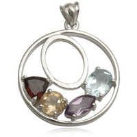 Multi Colored Genuine Gemstone 925 Sterling Silver Pendant Collection Online Gender: Women
