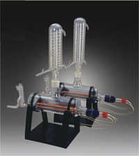 Double Distillation Unit - Borosilicate Glass, 1l Capacity | Embedded Heating Element, Spiral Coil, Adjustable Temperature Control, Metal Stand, 30cm X 20cm X 15cm Dimensions