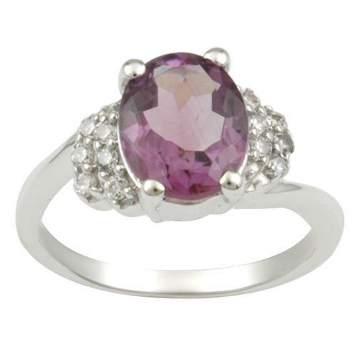 14k Yellow Gold Oval Faceted Amethyst and Diamond Ring - Ruby Lane