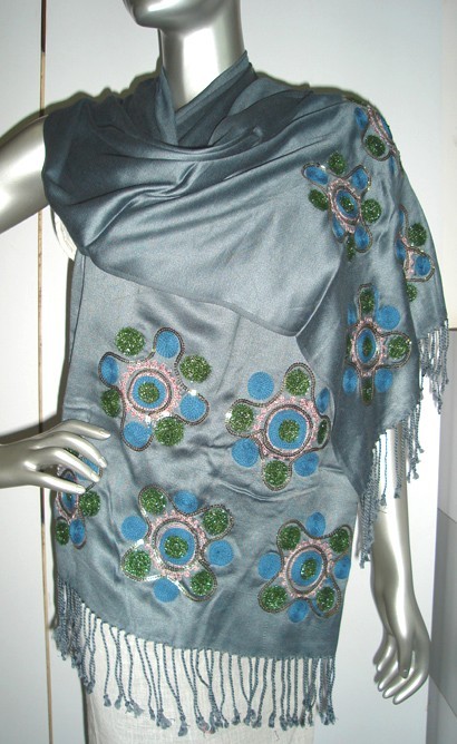 Scarves with embroidery and sequins work