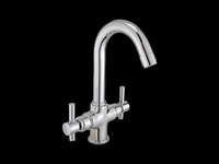 Center Hole Basin Mixer - Stainless Steel, Oval Shape With Quarter Turn Technology & Swinging Spout For Bathroom Sinks