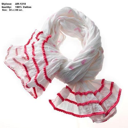 100% cotton printed scarf with lace work
