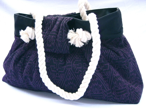 Jacquard fabric Ladies Bag with rope handle