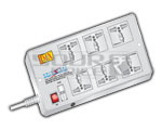 6 Outlet Universal Spike Protector - Plastic, 150x80x30 mm, White | Surge Protection, Overload Protection, Built-in Fuse, 2000J Rating