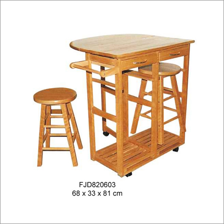 Wooden Kitchen Trolley with Stool