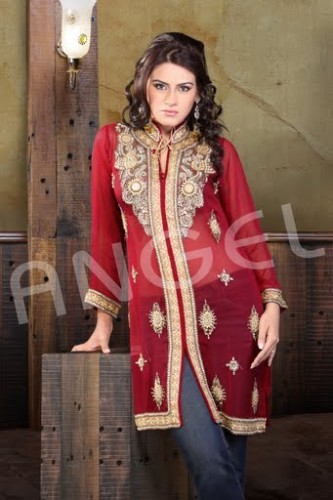 Red Jorgette Jacet Kurti