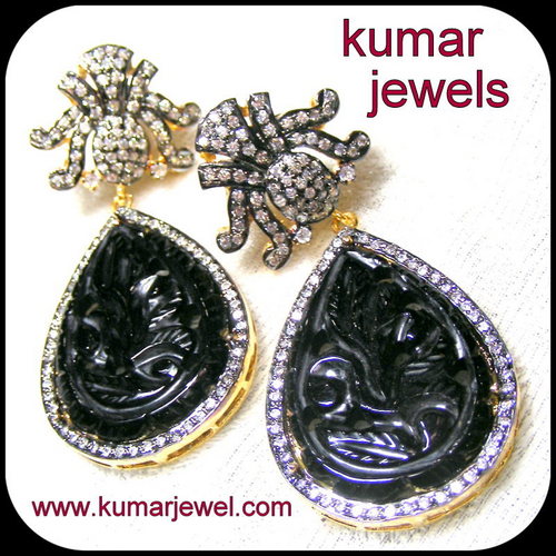 black real stone earrings. 
