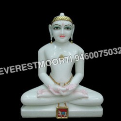 Mahavir Swami Moortis - Marble, Variable Height, White | Intricate Design, Polished Finish, Durable Material
