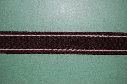 38 mm Heavy Elastic Black with Maroon White Lining