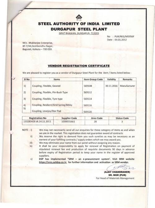 Registration Certificate