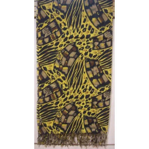 Fancy Animal Printed Shawls - Cotton, 70x180 cm, Yellow & Black & Brown | Soft Texture, Eye-Catchy Design, Custom Sizes Available