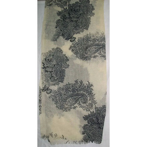 Paisley Cotton Printed Shawls - Color: White & Black