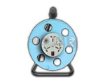 3 OUTLET UNIVERSAL SPIKE EXTENSION REEL With SWITCH 5 & SHUTTER 3 pin X 50 Mtr - Plastic/Metal, 5 Amps, 50m Cord | Three Outlets, Easy Coiling, Safety Switch, Industrial Use