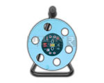 2 Outlet Extension Reel With Switch & Child Safety Shutter 3 Pin X 50 Mtr, Light Blue, 5/15 Amp, Easy Winding, Durable