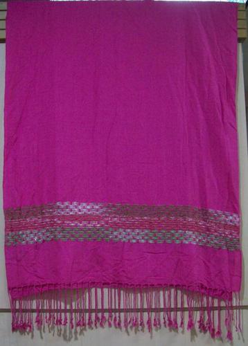 Pink Cotton Printed Embroidery Shawls