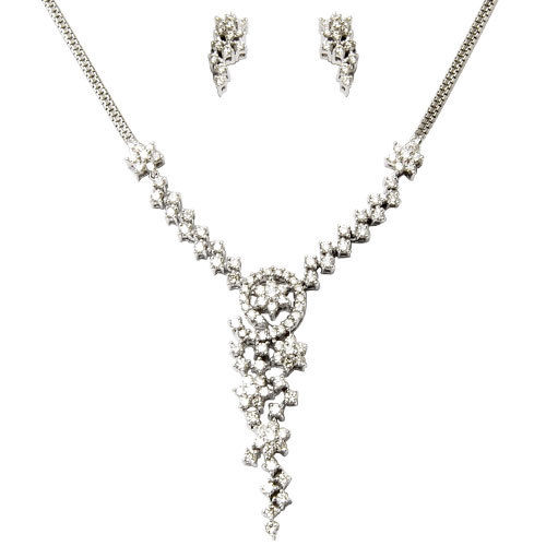 Buy SAIYONI Glamorous Design Silver plated Austrian Diamond Choker Necklace  Earring with maangtikka jewellery set at Amazonin