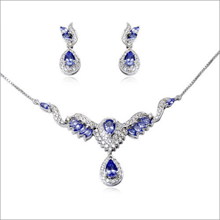 Low Cost Marquise Pear Tanzanite Necklace Set