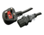 Computer Power Supply Cord with Fuse (UK Type)