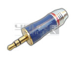 EP Stereo Male 3.5mm Blue and Chrome Plated Metal Cap Heavy Duty for 6mm Cable