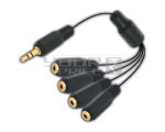 HEADPHONE SPLITTER - EP STEREO 3.5mm TO 4 EP STEREO SOCKET CORD - PIN GOLD PLATED - LENGTH 0.2 MTR.