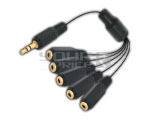 HEADPHONE SPLITTER - EP STEREO 3.5mm TO 5 EP STEREO SOCKET CORD - PIN GOLD PLATED - LENGTH 0.2 MTR.