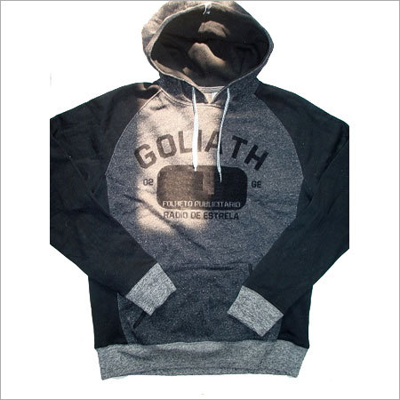 Mens designer textured fleece Hoodies with flock