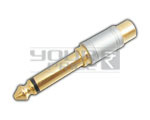 P-38 Mono Male to RCA Female Connector (Gold Plated) Pearl Chrome Plated - Metal, Gold, 50 Ohm | Reliable Connection, Simple Use, Cable Protection, Low Loss