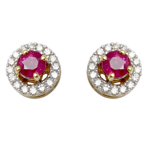 Tops Earrings Jewelry In Ruby, Ruby Diamond Tops, Ruby Diamond Studs ...