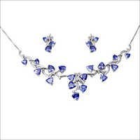 Cheap Trillion Cut Blue Tanzanite Necklace Set Gender: Women's
