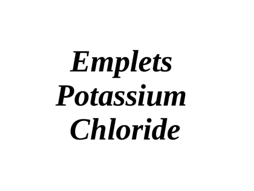 Emplets Potassium Chloride - Salt Crystals 99% Purity 100-200 Î¼m Particle Size 1.98 g/cmÂ³ Density Fast Dissolving Precise Dosage
