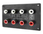 8 Way RCA Socket Connector - Plastic Panel Mount, Black, Eight Channels | Audio/RF Low-Medium Frequency