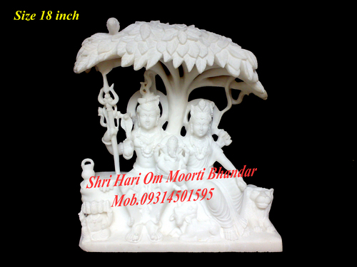 Marble Shiv Parvati Statue With Tree
