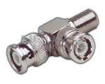 T Connector to BNC Plug +50 BNC to F Socket Adaptor - Brass Nickel, 2.5x1.5cm, Gold-Plated Contacts | Secure Connection, Reliable Signal, Easy Installation
