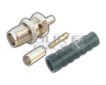 SMA Female Crimping Type Bulkhead with PTFE for 174U Cable - Brass, PTFE, 50 Ohm, DC-18 GHz, Panel Mount Connector