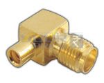 SMA Female to MMCX Female Right Angle Connector with PTFE