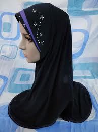Burkha Scarf - Polyester, 50-60cm Black | Rhinestone Embellishment, Soft Fabric, Comfortable Fit