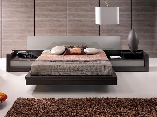 Modern Wood and Metal Bed Frame - King/Queen Size, Dark Brown | Partial Assembly, Built-in Storage, Space Saving, Durable Frame