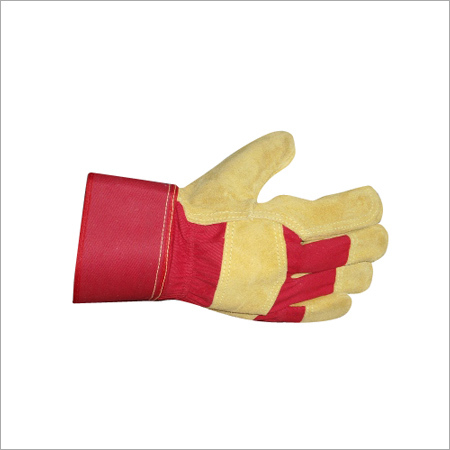 Double Palm Canadian Gloves - Leather, Large, Red Cuff | Durable, Protective, Comfortable Grip, Flexible