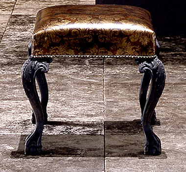 Leather Seat Stool - 16x16x18 Inches, Brown | Elegant French Style, Durable Metal Legs, Easy Cleaning