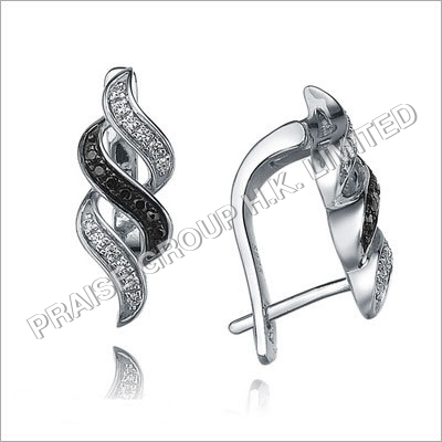 Diamond Silver Hoop Earrings
