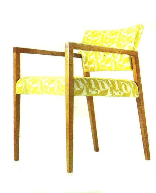 Mid-Century Modern Wood and Fabric Chair - 36x24x30 Inches, Yellow, Comfortable Seating, Durable Frame