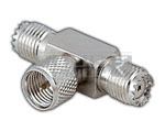 'T' Adaptor Mini UHF Male to 2 Mini UHF Female Adaptor